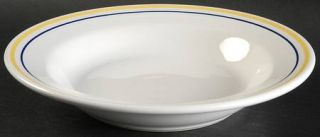 Homer Laughlin  Hlc550 Rim Soup Bowl, Fine China Dinnerware   Yellow&Blue Rings