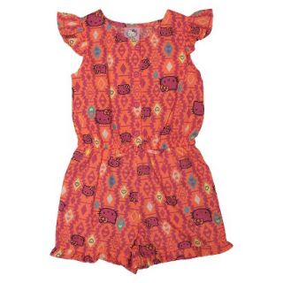 Hello Kitty Infant Toddler Girls Cap Sleeve Aztec Romper   New Coral 3T