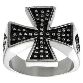 Daxx Mens Stainless Steel Pattee Cross Ring   Black 10