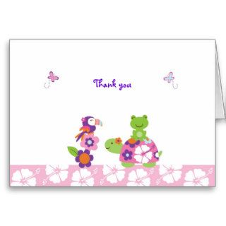 Tropical Turtle Frog Thank You Note Cards