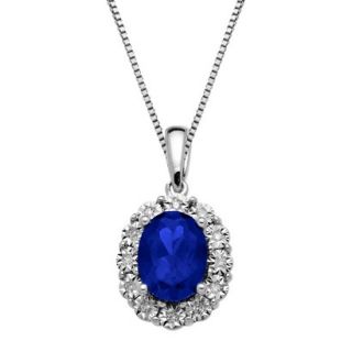 0.06 CT.T.W. Lady Di Created Sapphire and Diamond Accented Pendant Sterling