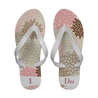 "I Do" Pink  Abstract Floral Sandal Flip Flops