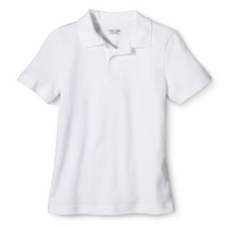 Cherokee Boys School Uniform Short Sleeve Interlock Polo   True White XS