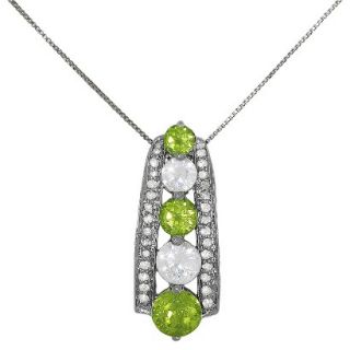 3.22 CT.T.W. Round Cut Peridot and Created Sapphire Pendant in 14K Gold over