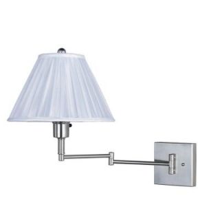 Park Madison Lighting 16 in. Satin Nickel Wall Swing Arm Portable Lamp with Handcrafted Pleated White Shade PMW 1520 16