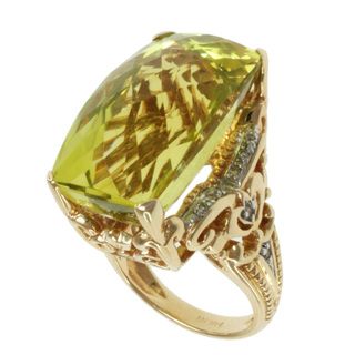 Michael Valitutti 14k Yellow Gold Oro Verde and Diamond Ring Michael Valitutti Gemstone Rings