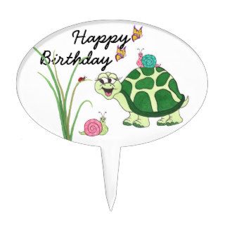 Turtle and Snail   Happy Birthday Cake Pick