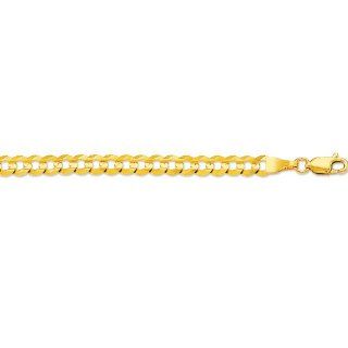 14K 18" Yellow Gold 3.6mm Polish Diamond Cut Comfort Curb Chain With Lobster Clasp Jewelry