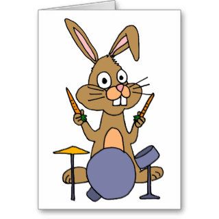 XX  Awesome Bunny Rabbit Playing Drums Card