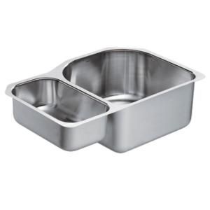 MOEN 1800 Series Undermount Stainless Steel 30.25x20x10 0 Hole Double Bowl Kitchen Sink G18237