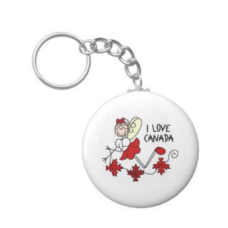 Stick Figure I Love Canada Keychain
