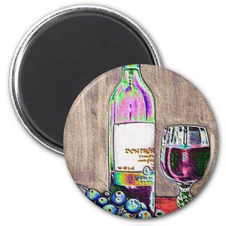 Modern  still life art of wine and grapes Magnet