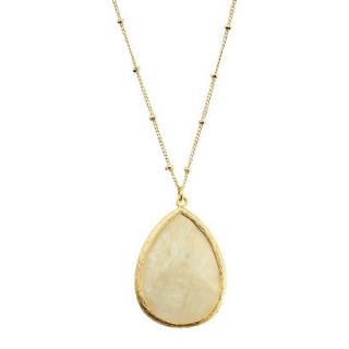 Pear Agate Pendant Necklace   White