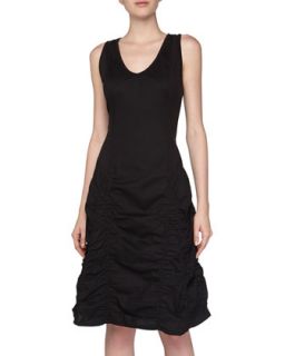 Fleur Ruched Skirt Dress, Black