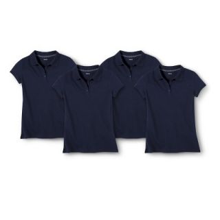 Cherokee Girls School Uniform 4 Pack Short Sleeve Pique Polo   Xavier Navy S