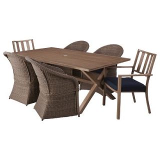 Outdoor Patio Furniture Set Threshold 7 Piece Navy Blue Aluminum and Wicker