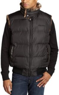 Sean John Men's Faux Fur Reversible Vest, Black, Medium at  Mens Clothing store