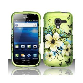 Green Flower Hard Cover Case for Samsung Galaxy Exhilarate SGH I577 Cell Phones & Accessories