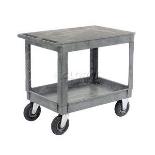 Best Value Plastic Flat Top Shelf Service & Utility Cart 8" Pneumatic Caster 