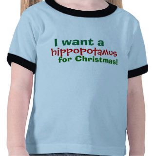 Hippopotamus Christmas T Shirt