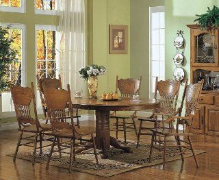 7PCS Country Solid Oak Nostalgia Dining Table & 6 Chairs Set   Dining Room Furniture Sets