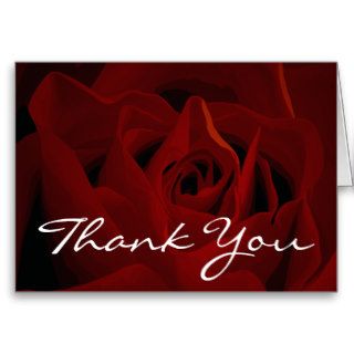 Deep Red Rose Thank You Card