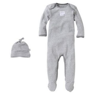 Burts Bees Baby Newborn Neutral Stripe Coverall and Hat Set   Grey 0 3 M