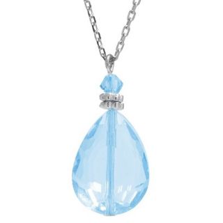 Womens Sterling Silver Faceted Crystal Drop Necklace   Silver/Blue (16)