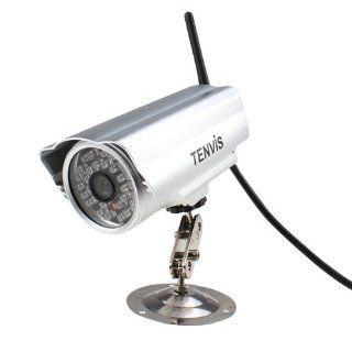 AGPtek Waterproof Outdoor TENVIS IP602W 30 LED 6mm Lens 20m Night Vision IP Internet Surveillance Wifi/Wired Camera iPhone Supported (Silver)  Bullet Cameras  Camera & Photo