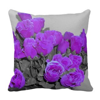 Purple Roses Done In Purples & Greys Pillows