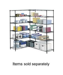 4 Shelves W/4 Posts, 48''x18''x72'', Shelves, Black RSA Sorters & Shelves