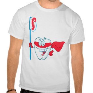 Cute Smiling Superhero Tooth With Toothbrush Shirt