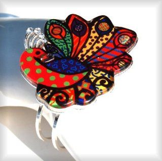 Bracelet Romero Britto Peacock Double Wire Henged Bangle OB02985ASMUL  Collectible Figurines  