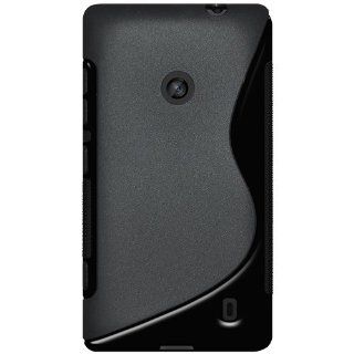 Amzer AMZ95686 Dual Tone TPU Hybrid Skin Fit Case Cover for Nokia Lumia 520   1 Pack   Retail Packaging   Black Cell Phones & Accessories
