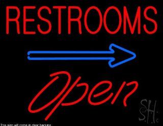 Restrooms Script1 Open Clear Backing Neon Sign 24" Tall x 31" Wide  Business And Store Signs 