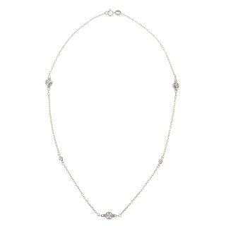 Sterling Silver CZ Round Station Necklace, 18 inch Jewelry