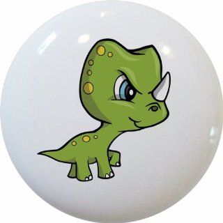 Set of 2 Green Baby Dinosaur Ceramic Cabinet Drawer Pull Knobs   Cabinet And Furniture Knobs  