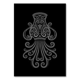 Intricate Grey Aquarius Zodiac on Black Business Card Template