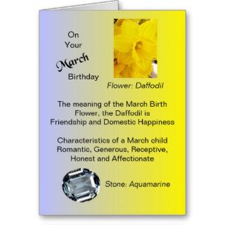 March Birthday Card   Daffodil and Aquamarine