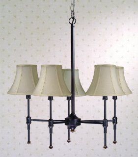 State Street Collection 5 Light Chandelier with Calais Cream Linen Bell Shades by Laura Ashley HSST0569 SNL607    