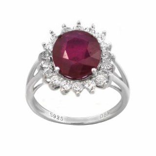 De Buman Sterling Silver Genuine Ruby and CZ Ring Jewelry