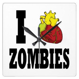 I Love Zombies   Zombie Pop Art Square Wallclocks