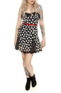 Black And White Heart Red Belt Sweetheart Dress Size  Small