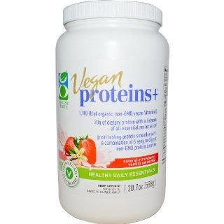Vegan Proteins + Natural Vanilla Strawberry Genuine Health 20.7 oz (588 g) Powde Health & Personal Care