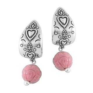 Carolyn Pollack Sterling Silver and Rodeo Romance Pink Rhodonite Bead Drop Earrings Jewelry