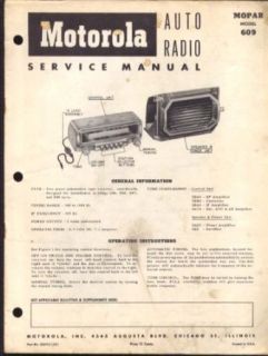 Motorola Auto Radio Model 609 Manual 1953 Dodge Entertainment Collectibles
