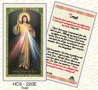 Trust* Jesus I Trust In You. Laminated 2 Sided Holy Card (3 Cards per Order) 