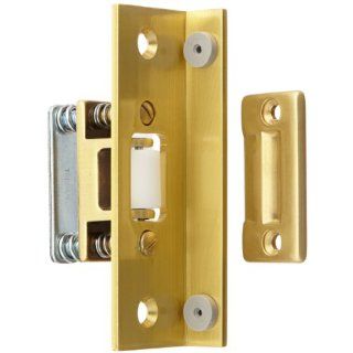 Rockwood 593.4 Brass Roller Latch with Angle Stop, 1 1/2" Width x 4 1/2" Length, 1 1/8" Strike Width x 2 1/4" Strike Length, Satin Clear Coated Finish Hardware Latches