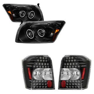 07 11 Dodge Caliber Black CCFL Projector Headlights with LED Bar + LED Tail Lights Combo Automotive
