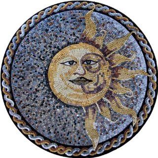 Sun Mosaic Medallion Art Tile Floor Wall Pool Table, 24 Patio, Lawn & Garden